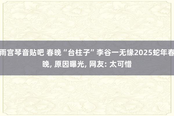 雨宫琴音贴吧 春晚“台柱子”李谷一无缘2025蛇年春晚， 原因曝光， 网友: 太可惜