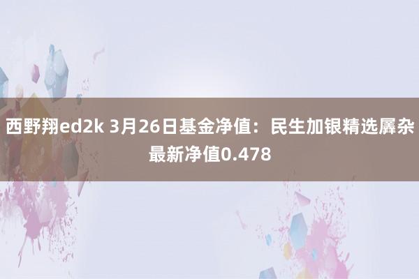 西野翔ed2k 3月26日基金净值：民生加银精选羼杂最新净值0.478
