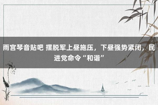 雨宫琴音贴吧 摆脱军上昼施压，下昼强势紧闭，民进党命令“和谐”
